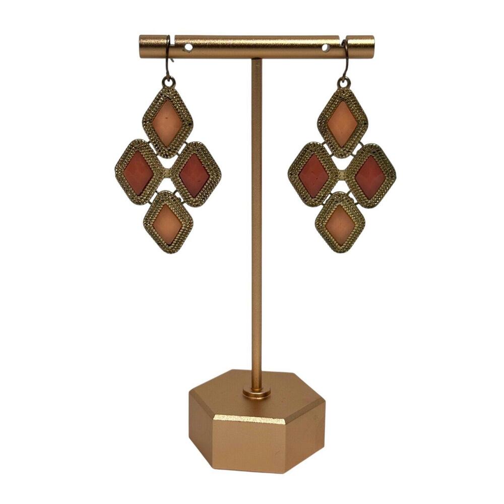 Unbranded Orange Stone Crystal Gold Tone Chandelier Drop Earring Fashion Jewelry